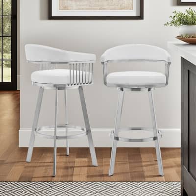 Chelsea Modern Swivel Bar Stool, Upholstered Counter Height Chair with Metal Frame