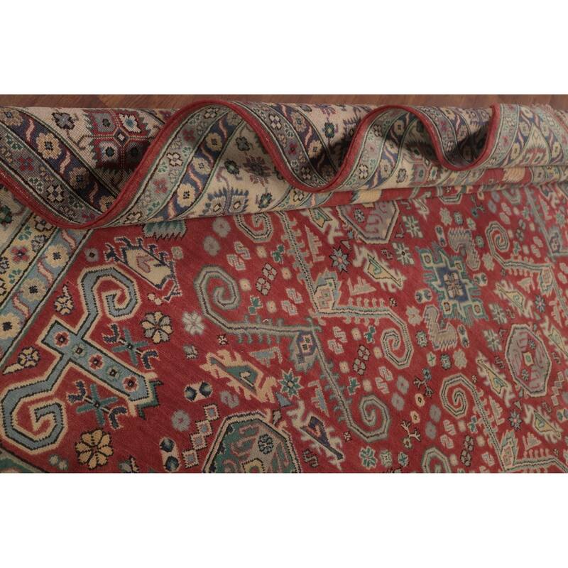 Traditional Red Kazak Area Rug Hand-Knotted Wool Carpet - 8'1" x 9'11"