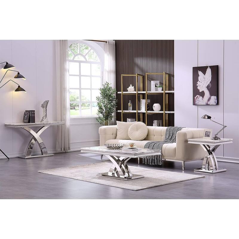 Modern Coffee Table 48‘’ Rectangular Coffee Table with X Base Pedestal Coffee Tables for Living Room