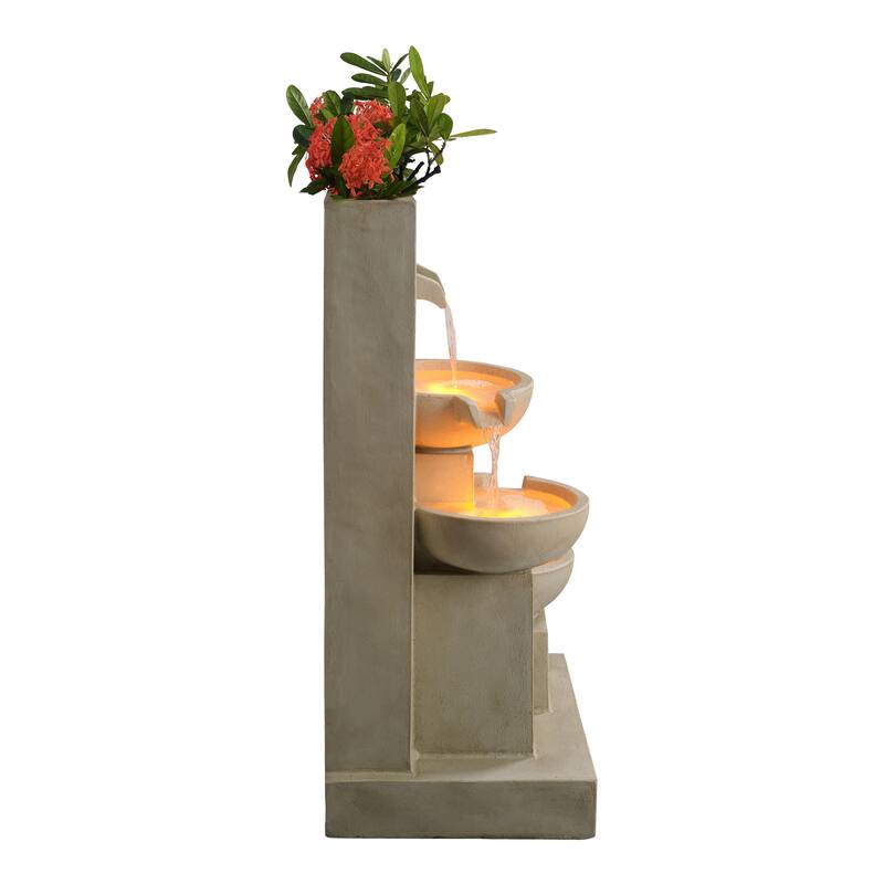 Teamson Home 29" Outdoor 3-Tier Cascading Bowl Fountain with Planter