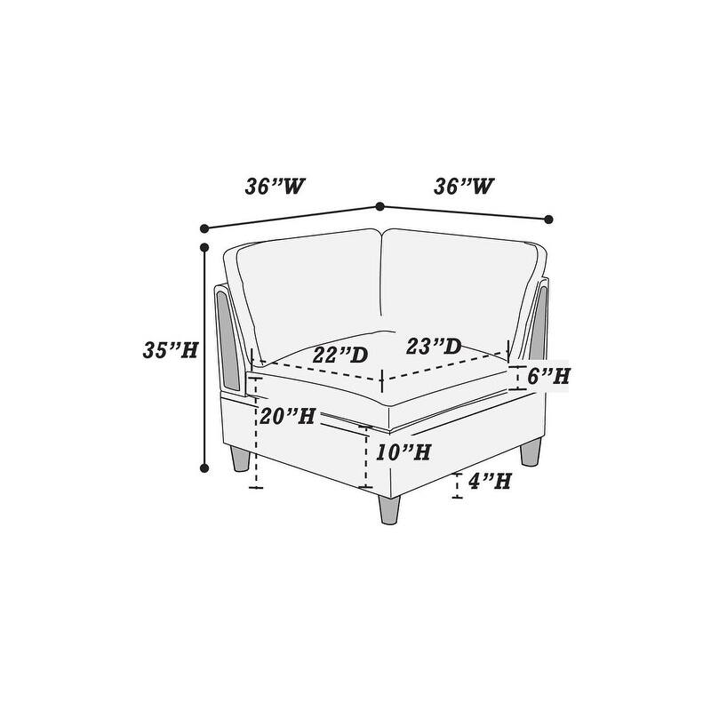6pc Modular Corner Sectional Set in Steel Gray - 2 Wedges, 3 Armless Chairs, 1 Ottoman