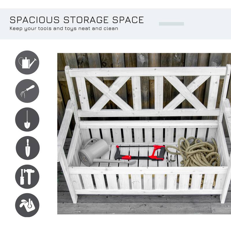 Outsunny Patio Wooden Bench with Storage Box