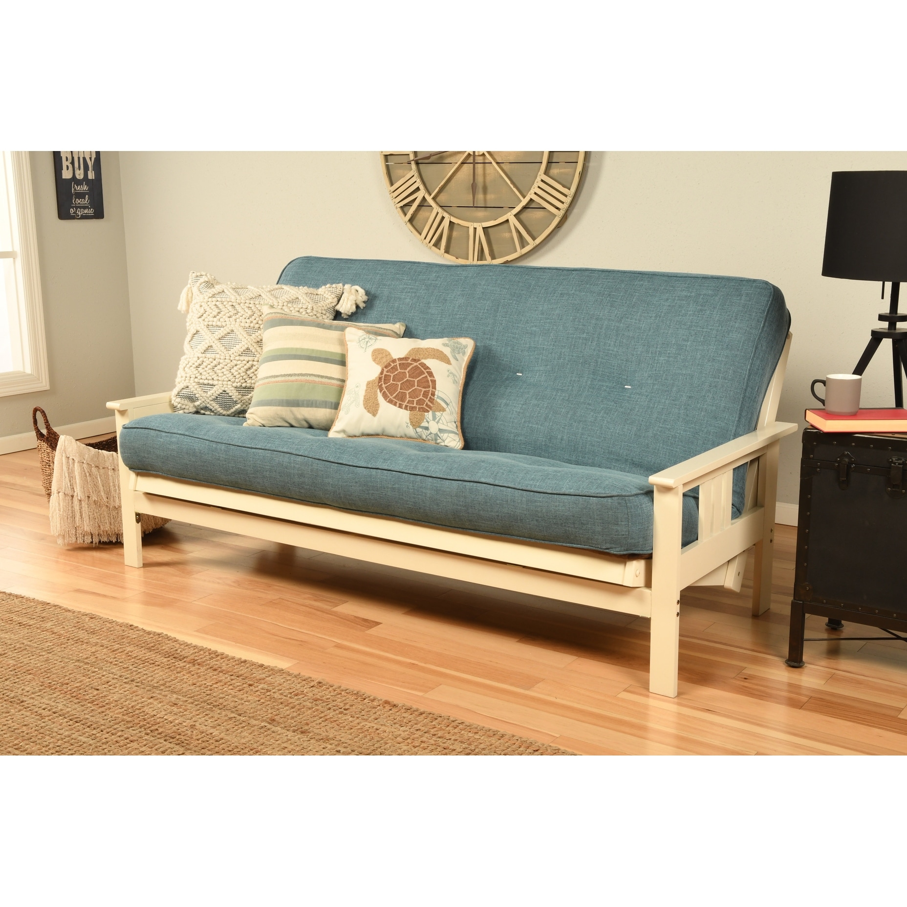 Porch & Den Kern Antique Wood Futon Set with Innerspring Mattress