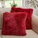 preview thumbnail 50 of 136, Cheer Collection Super Soft Shaggy Long Hair Throw Pillows Set of 2 Plush Accent Cushions 18" x 18" - Maroon
