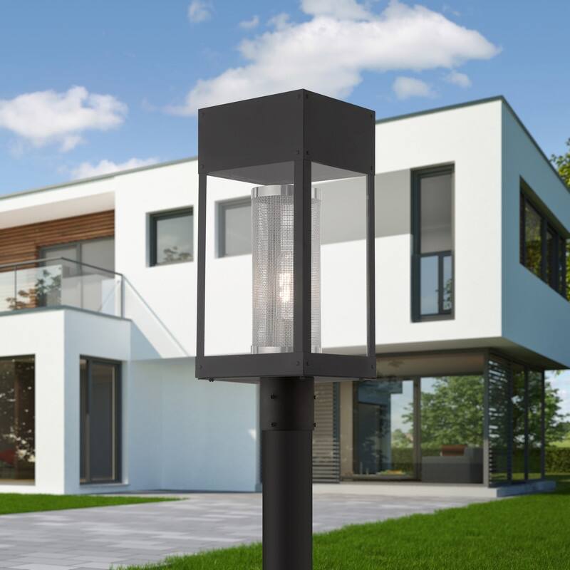 Livex Lighting 1-Light Black Outdoor Post Top Lantern, 20763-04 - 8"L x 7"W x 19"H