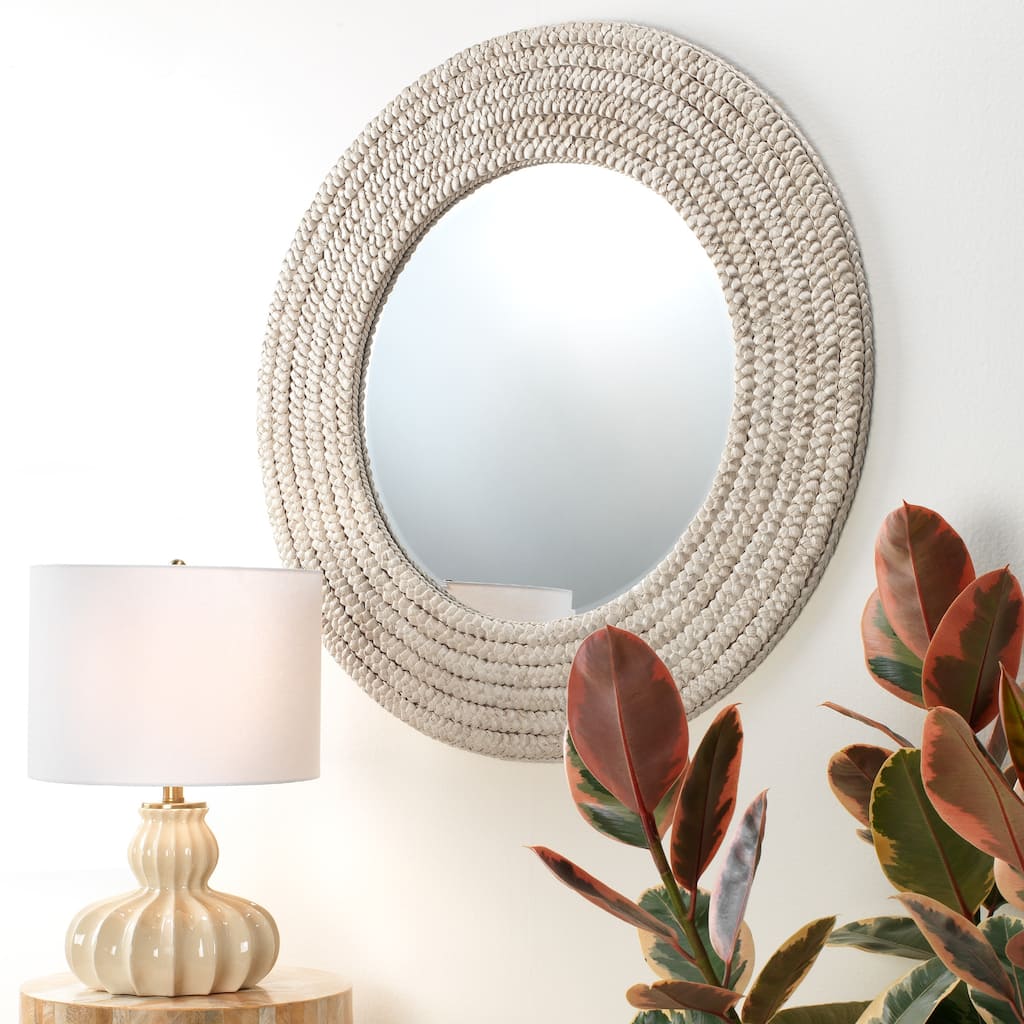 Alden Decor Gisele Seagrass Round Mirror
