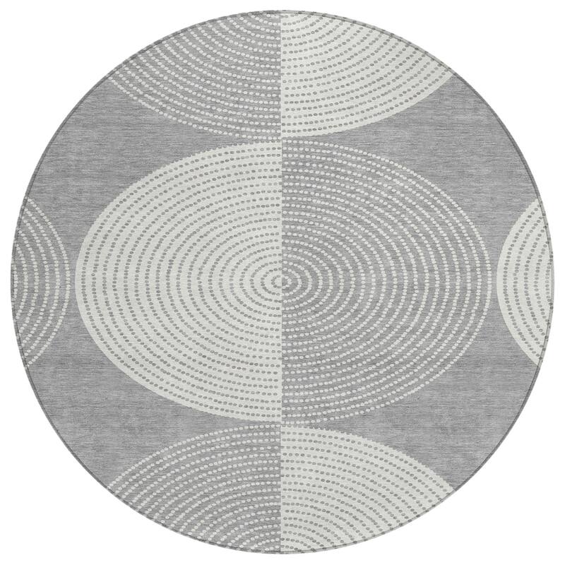 Machine Washable Indoor/ Outdoor Geo Circles Chantille Rug