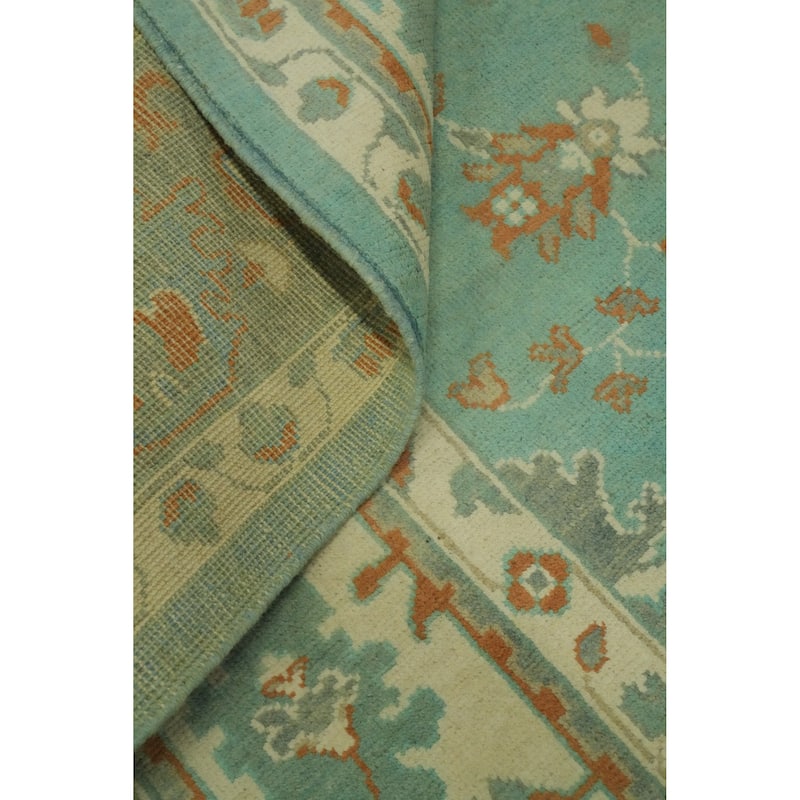 Handmade Wool Oushak Turkish Area Rug, Floral Geometric Carpet - 10' 0'' X 8' 3''