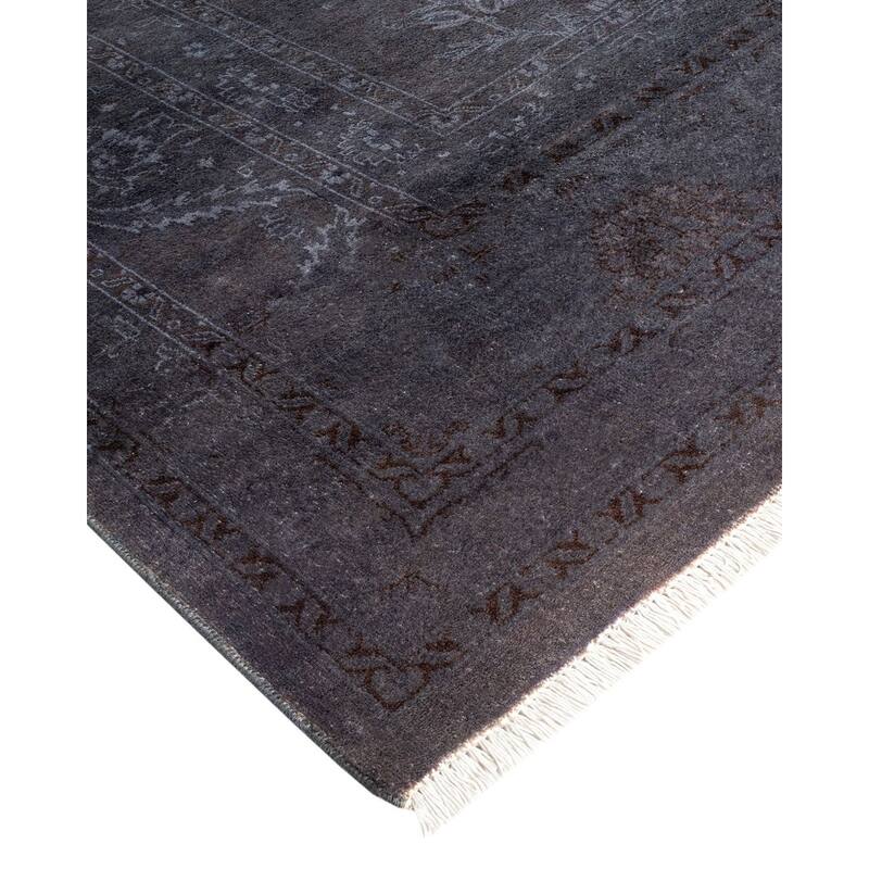 Overton Hand Knotted Wool Vintage Inspired Modern Contemporary Overdyed Purple Area Rug - 9' 1" x 12' 3"