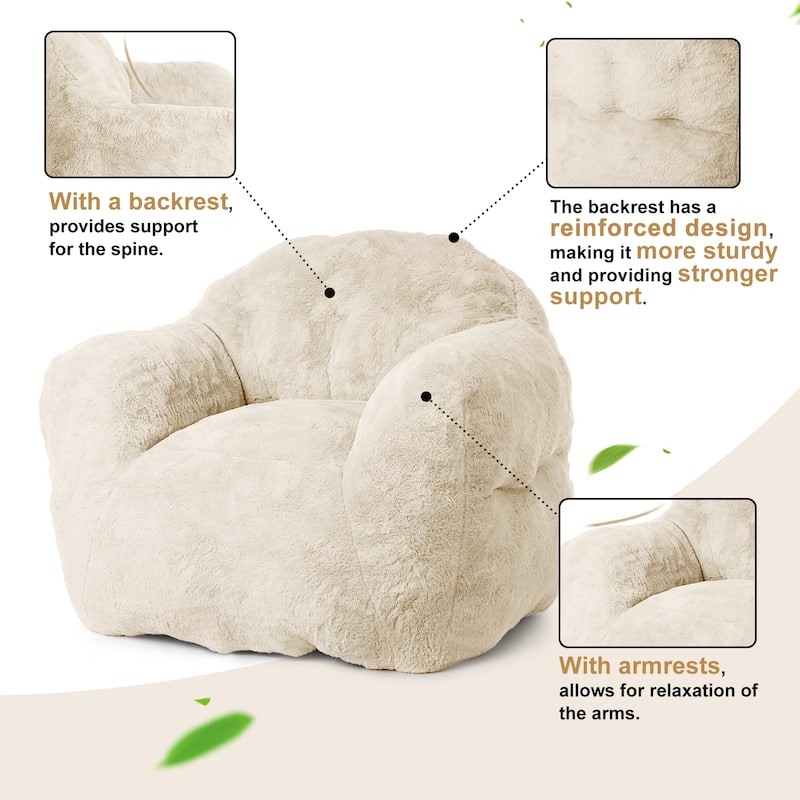 Giant Bean Bag Chair with Armrest Foam Filled Sofa Chair for Living Room Bedroom