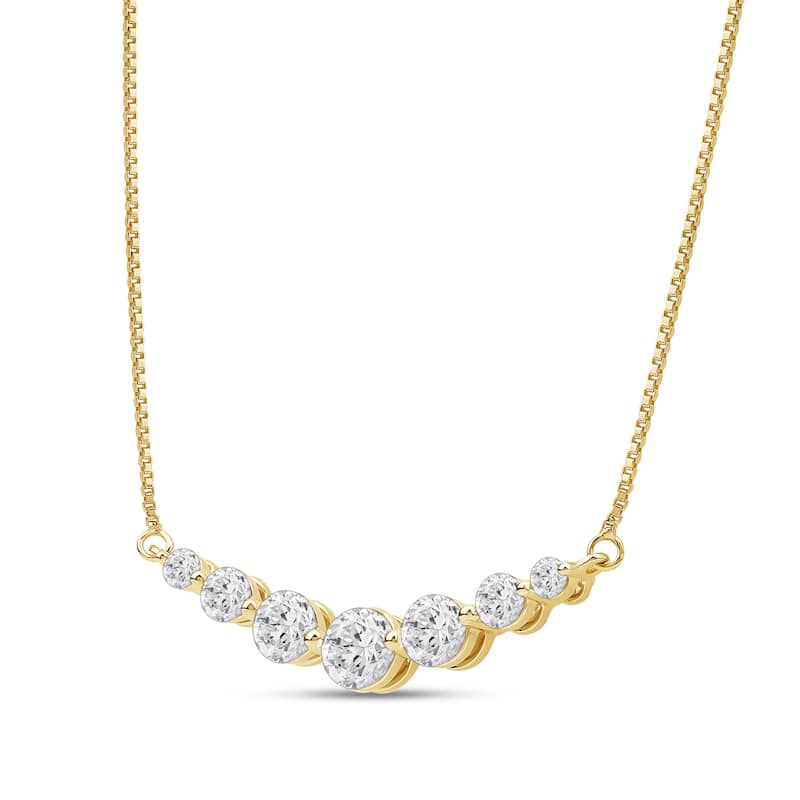 1ct Lab Grown Diamond Curved Bar Necklace in 14k Gold for Women