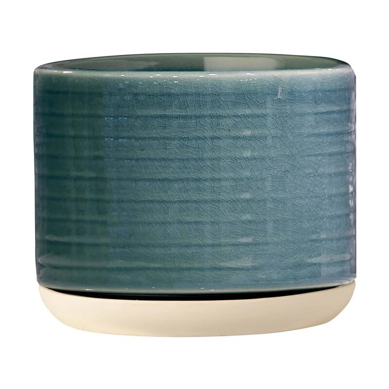Southern Patio Vado Sea Blue Ceramic 6.3-inch Planter
