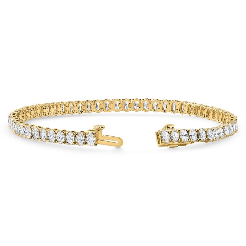 Bliss Diamond 6Ct Oval Cut Diamond Tennis Bracelet Yellow Gold Lab Grown 7"