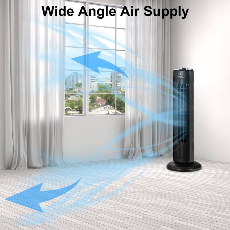 Fantask 35W 28''Oscillating Tower Fan 3 Wind Speed Quiet Bladeless