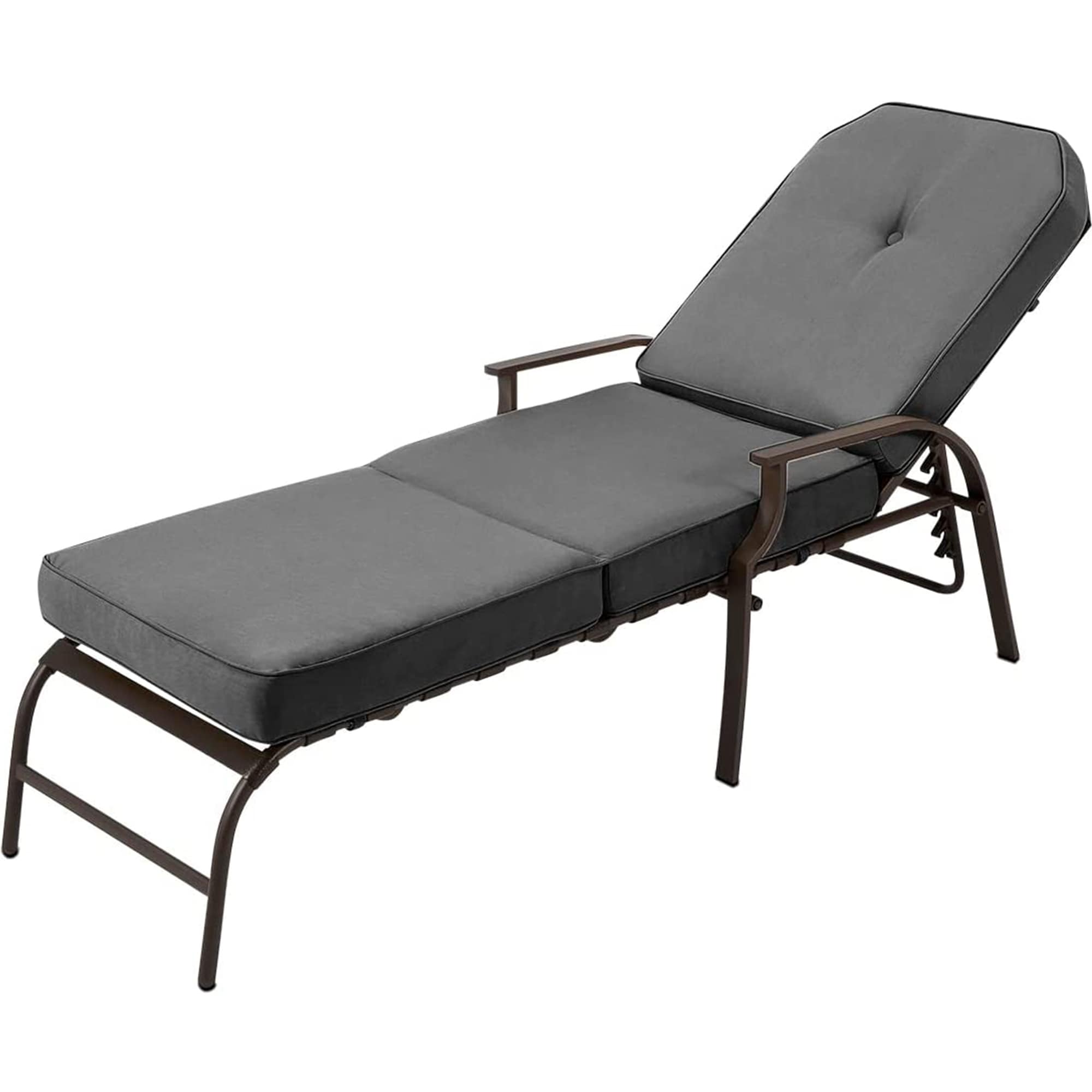 AECOJOY Outdoor Adjustable Chaise Lounge Chair For Patio, Poolside With Uv Resistant Cushion Gray