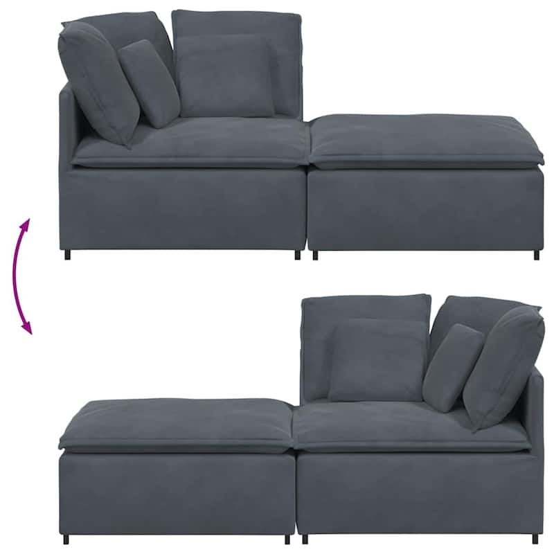 vidaXL Modular Sofa Dark Grey Velvet (100% polyester) Oversized Modular - 39.4 x 78.7 x 25.2 in