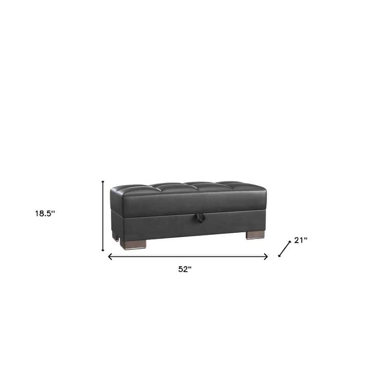 HomeRoots 52" Black and Brown Faux Leather Storage Ottoman