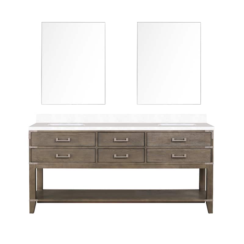 Norwalk 60 in W x 22 in D Black Oak Double Bath Vanity, Cultured Marble Top, and 28 in Mirrors