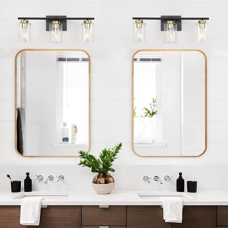 22.83 in. 3-Light Modern Wall Sconce Bathroom Vanity Light with Glass Shade