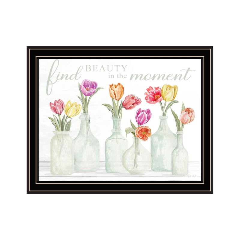 TrendyDecor4U Contemporary "FIND BEAUTY IN THE MOMENT" Framed Print Wall Art - Multi