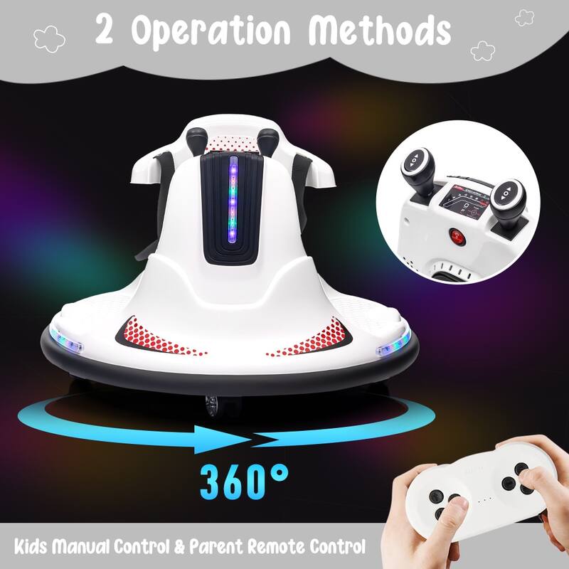 Toddlers Bumper Car Electric Ride On Car with Safety Belt 360 Spin