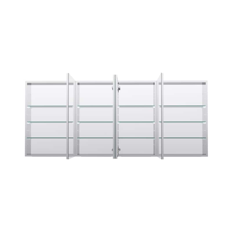 72''/80''W X 30''H Recessed Or Surface Wall Mount Bathroom Medicine Cabinet With Adjustable Glass Shelves
