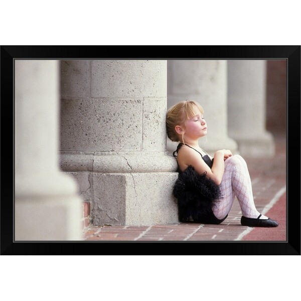 "Quiet moment for little ballerina" Black Framed Print
