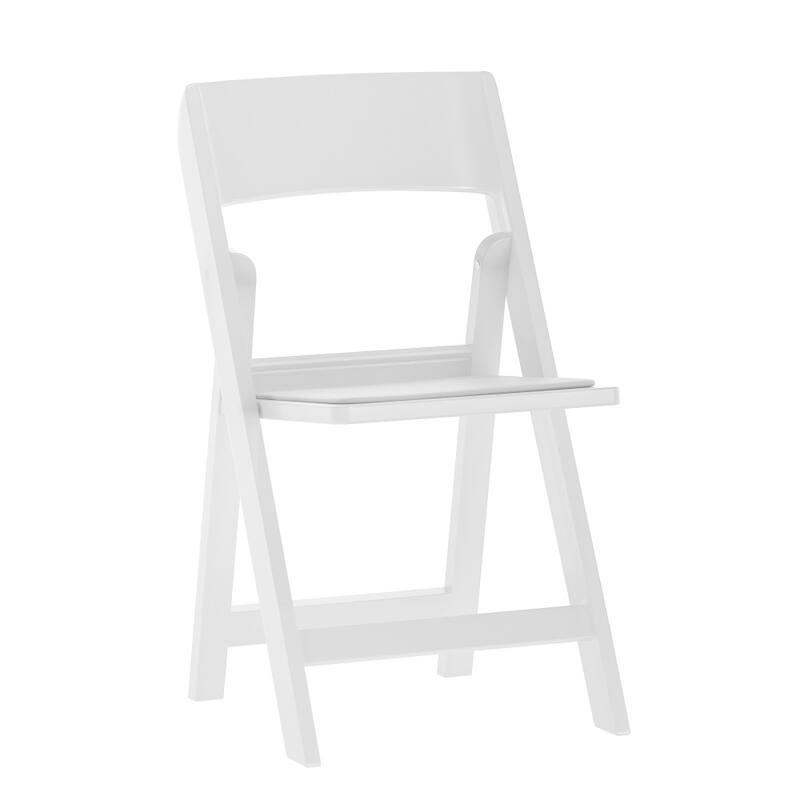 Commercial Resin Folding Event Chair with Removable Vinyl Padded Seat - 17.5"W x 18.25"D x 31.25"H - White