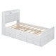 preview thumbnail 6 of 9, Twin Size Wooden Bed with Storage Headboard