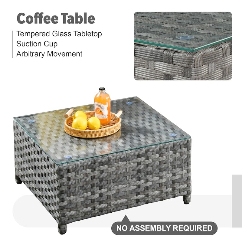 XIZZI 13-piece Outdoor Patio Wicker Furniture Set with Fire Table