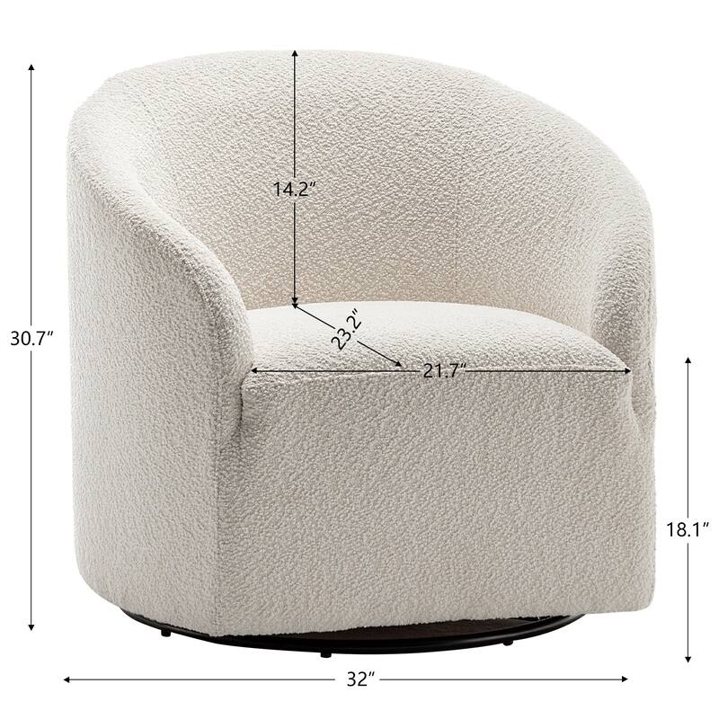 KINWELL 32"W Boucle Upholstered Swivel Barrel Armchair (Set of 2)