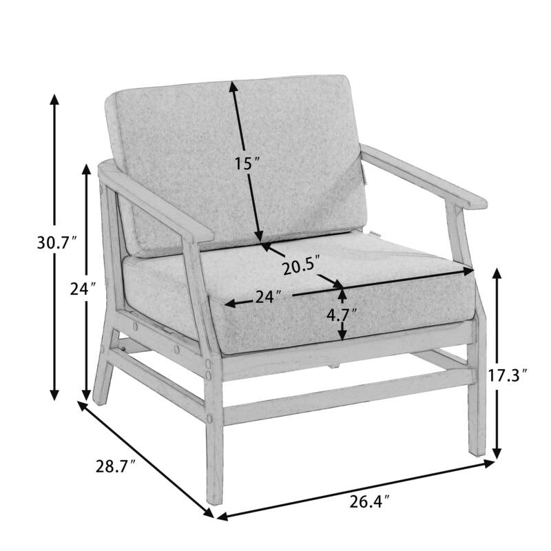 Teak Outdoor Patio Club Chairs Loveseat with Cushions