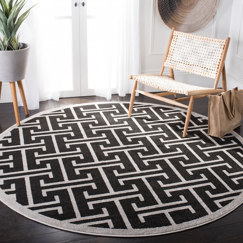 SAFAVIEH Amherst Rola Modern Rug - 7' Round - Anthracite/Light Grey