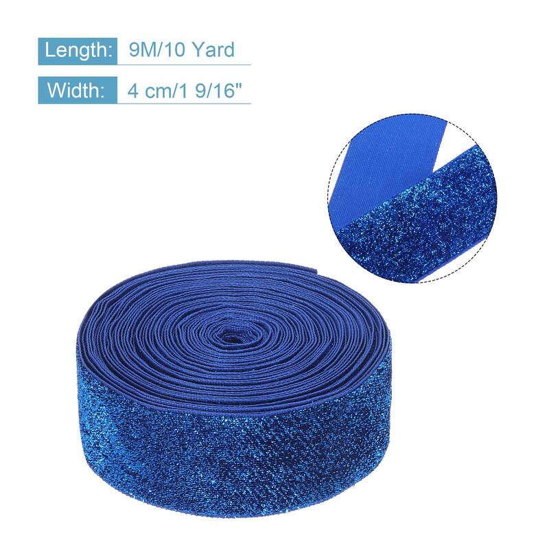 Metallic Glitter Velvet Ribbon for Gift Wrapping - Dark blue - 1 9/16"x 10 Yard