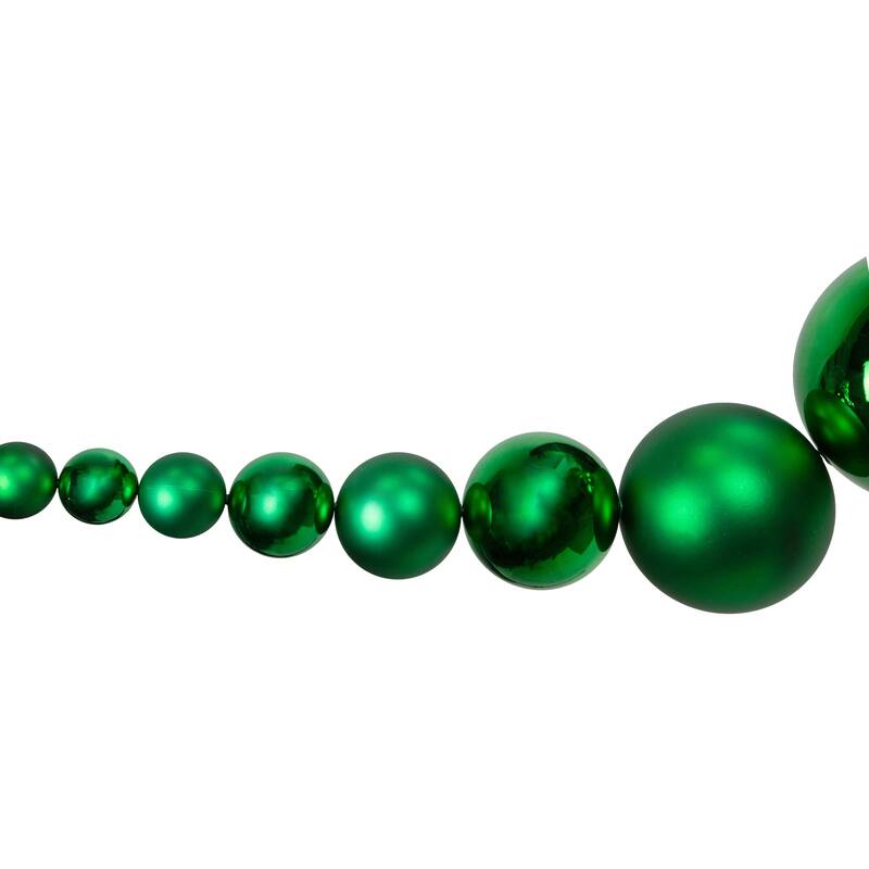 6' Green Shiny and Matte Shatterproof Ball Christmas Swag