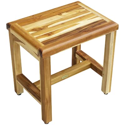 EcoDecors Eleganto 18" Solid Teak Shower Stool - EarthyTeak Finish