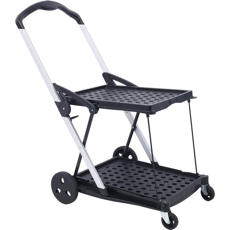 2-Tier Multi Use Functional Collapsible Shopping Carts with Baskets