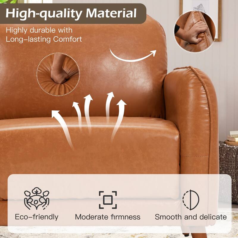 Modern double sofa for small spaces with storage, 2 soft cushions