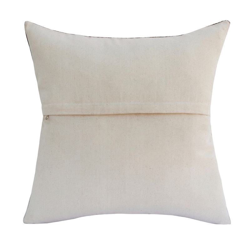 Sevita Ivory/Brown Color Block Faux Leather Square Throw Pillow