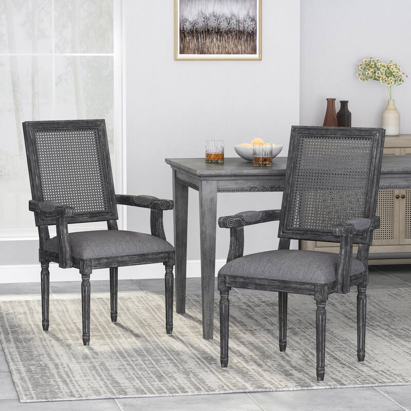 Rustic Set of 2 Bar Stools with Rattan Backrest Foam Cushioned Seat, Solid Wood Frame for Kitchen Island Bar Dining Room