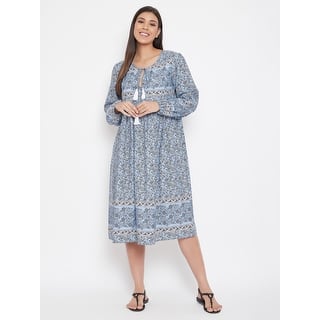 Oussum Womens Casual Floral Dress Cotton Summer Midi Printed Maxi