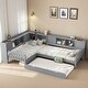 preview thumbnail 25 of 34, L-Shaped Twin Platform Bed with Trundle, Solid Wood Frame, Built-In Drawers & Shelves, No Box Spring Needed