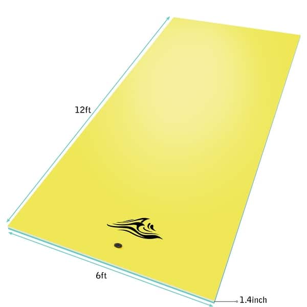 12 Ft Green Floating Water Pad – 3-Layer XPE Foam Lounge River Float Mat With Tether