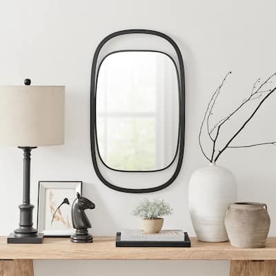 Danya B. Sonya 29.6-inch Contemporary Rectangular Wall Mirror with Black Iron Frame