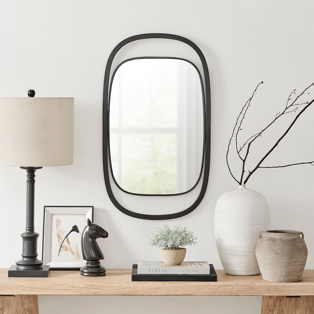 Danya B. Sonya 29.6-inch Contemporary Rectangular Wall Mirror with Black Iron Frame