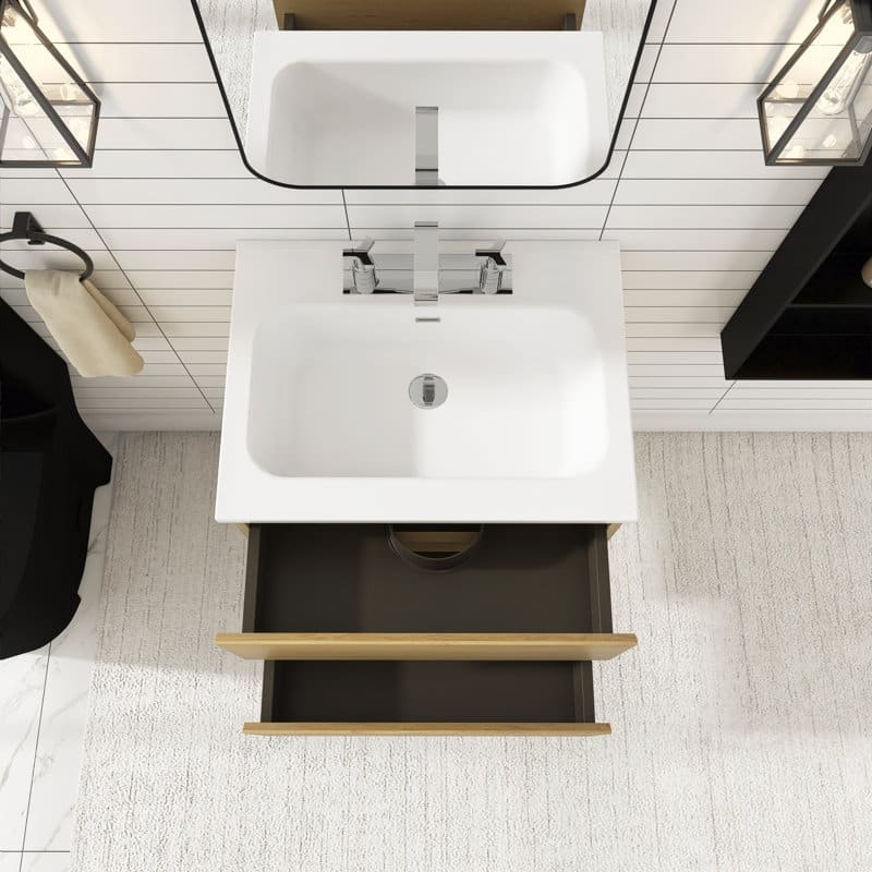 24 inches Wall-mounted Bathroom Vanity Set with White Ceramic Integrated Sink - 24" x 18"