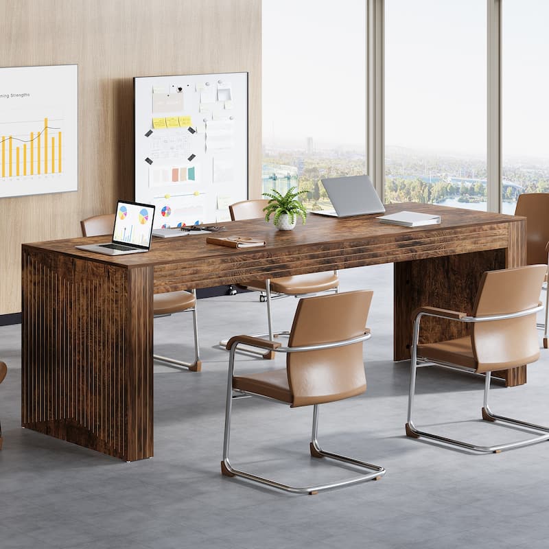 78.7-Inch Long Dining Table for 6-8 People - 78.74"D x 27.56"W x 29.53"H - Brown