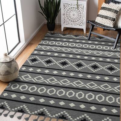 The Curated Nomad Southwestern Gray Flatweave Area Rug