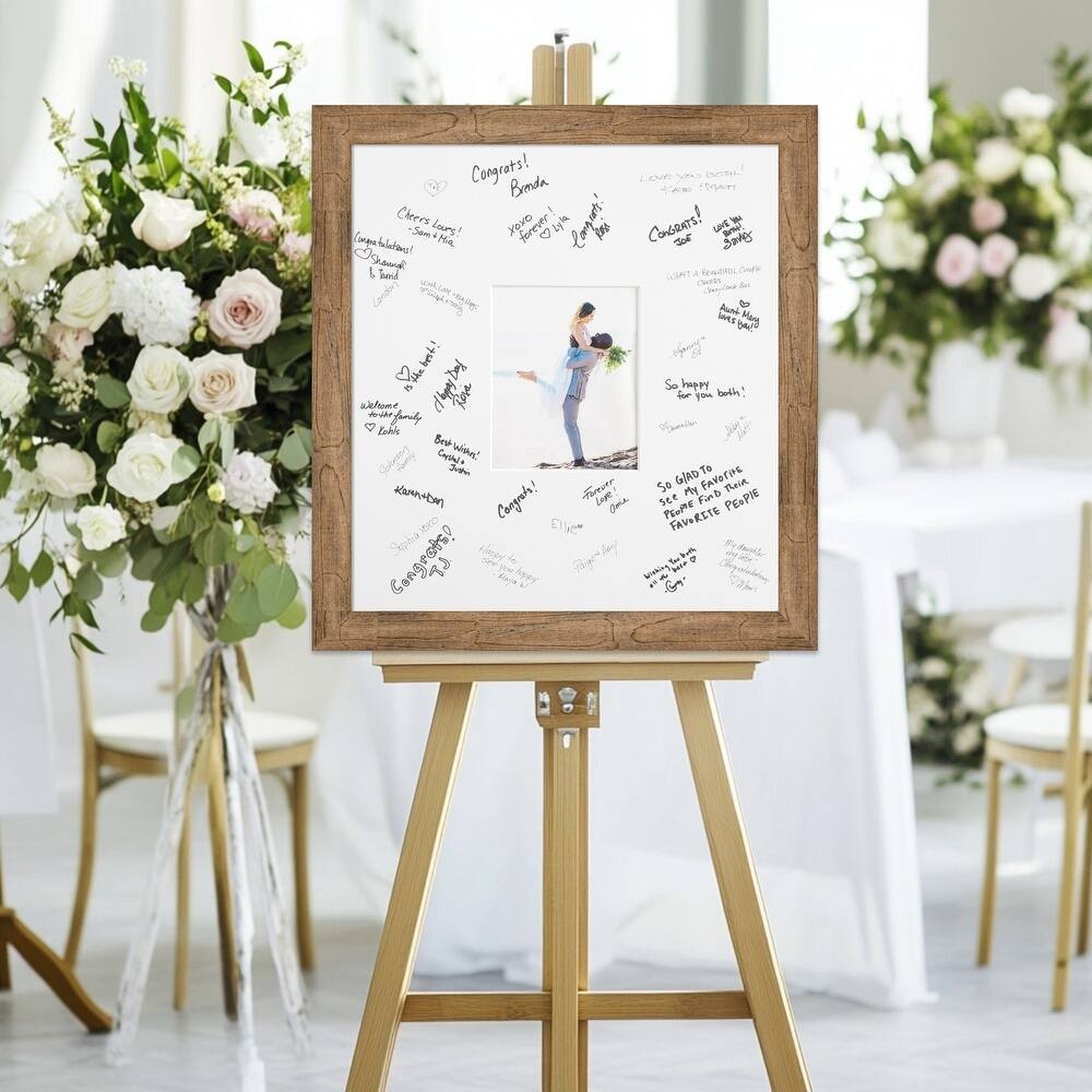 Owl Signature Mat Picture Frame - Autograph Photo Frame Guest Book Alternative for Weddings, Graduations, or Retirement