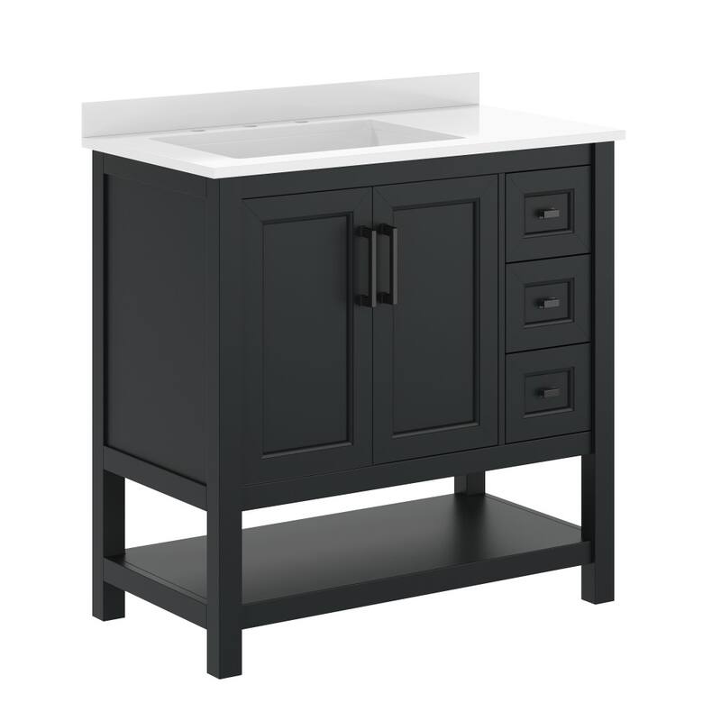Bathroom Vanity with Sink, Open Storage, and Storage Drawers